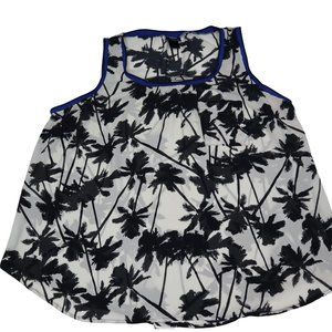 Torrid Womens Georgette Tank Top Blouse Chiffon Semi-Sheer Palm Trees